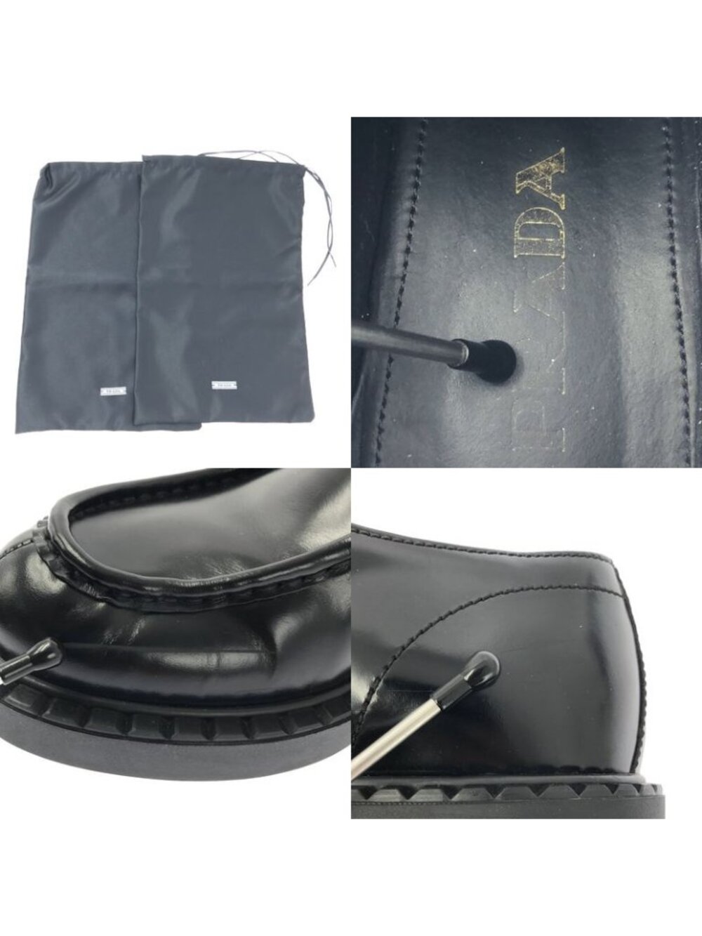 Prada Brushed Leather Lace Up Loafers 40 Black - Picture 9 of 9